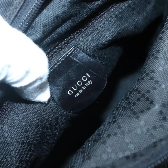 GUCCI Bamboo Hand Bag Nylon 2way Black Silver 002 2058 0508 5 Auth 138391 - Picture 12 of 16